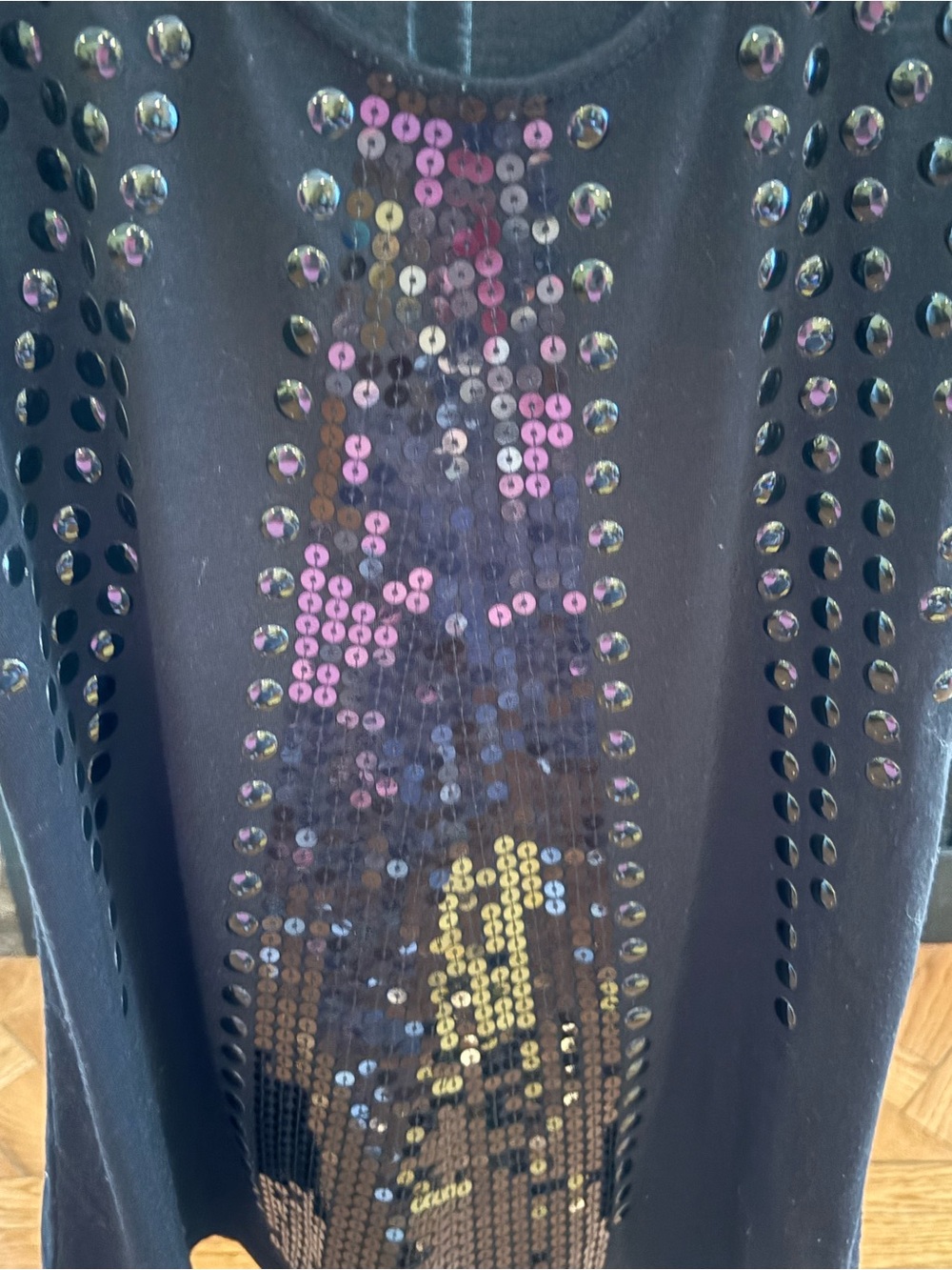 Black Sequin Cutout Tunic